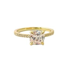 2.0 Carat Radiant Cut Cubic Zirconia Prong RING size 7 Gold plated